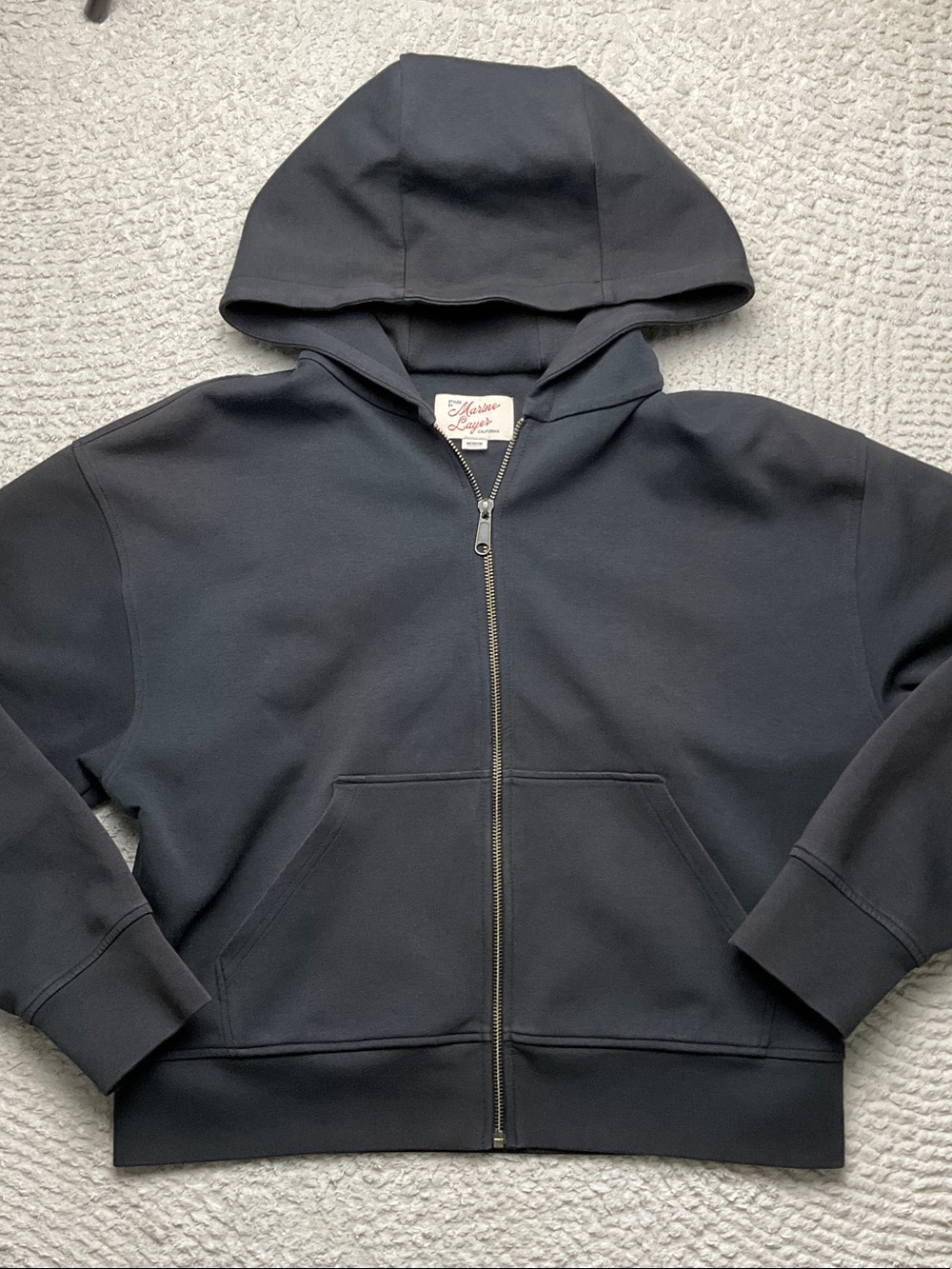 Marine Layer Nova Full Zip Hoodie in Washed Black Women’s Size Medium